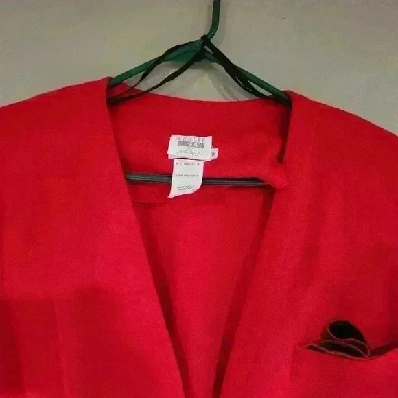 Lord & Taylor Leslie fay vibrant long Blazer red women's size 16 - Picture 4 of 5